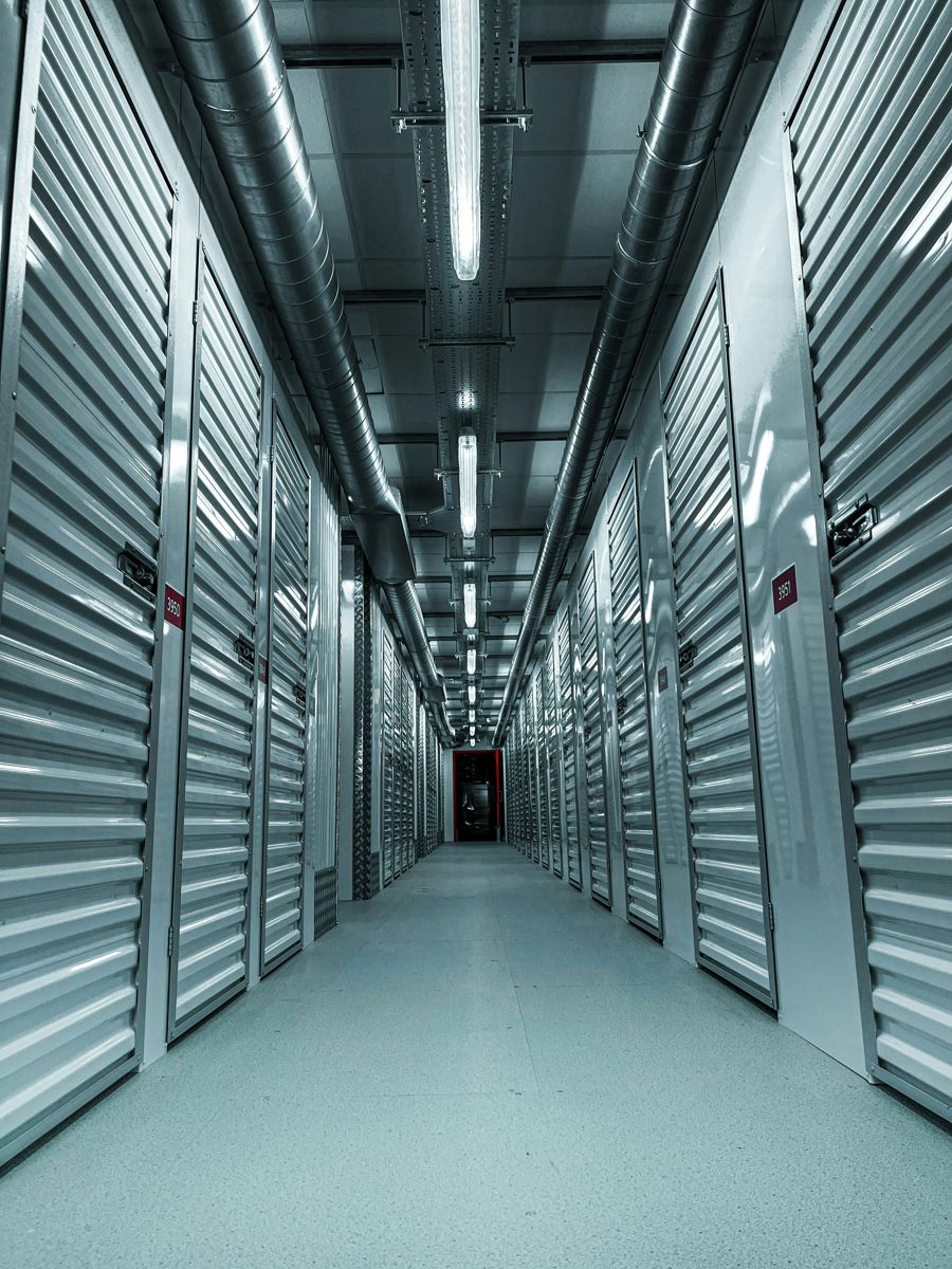 Corridor of self storage units